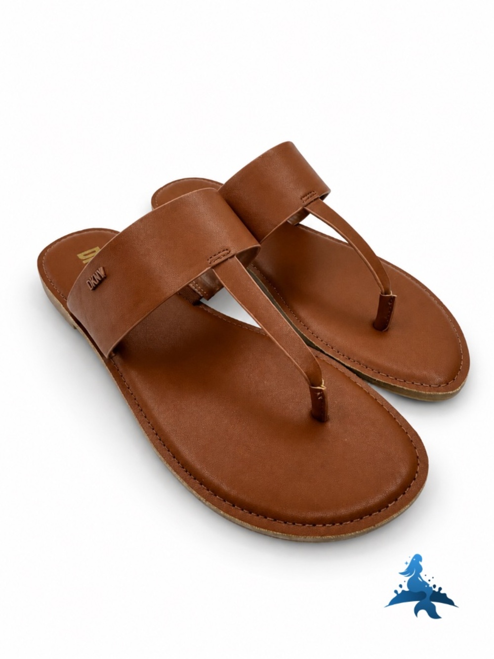 1358 DKNY Wide Strap Thong Flat Sandals – US 6.5 – Cognac